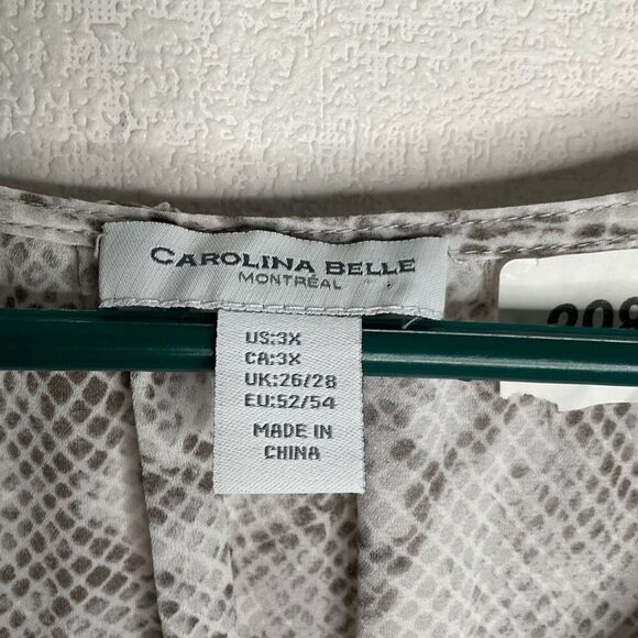 Carolina Belle Blouse Women Plus 3X Animal Print Snakeskin V-Neck Flutter Sleeve - Picture 3 of 9